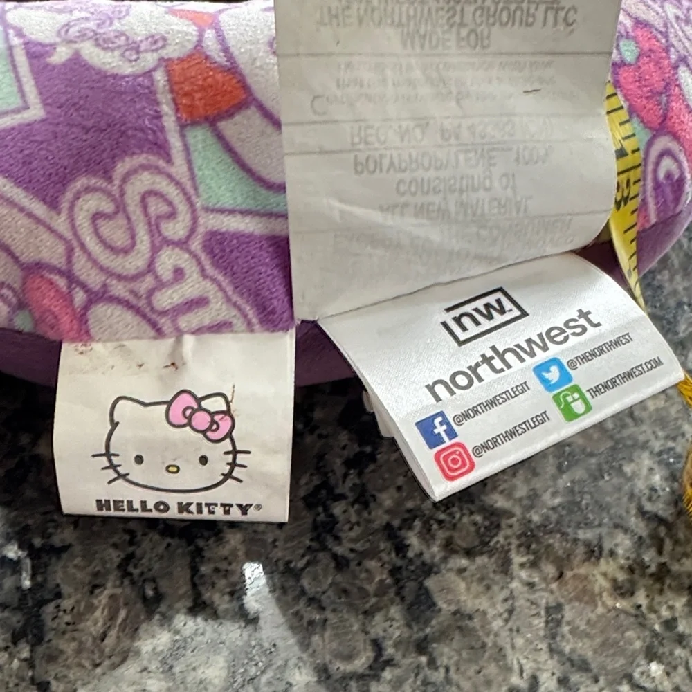 Hello Kitty Purple and Pink Plush Travel Neck Pillow EUC